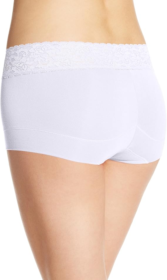 MAIDENFORM Dream Cotton With Lace Boyshort WHITE M