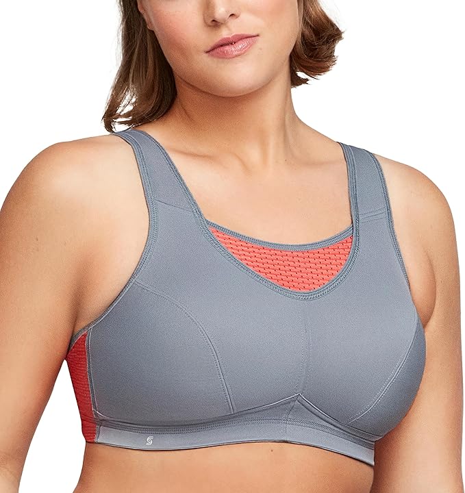 GLAMORISE Plus Size No-Bounce Camisole Sports Bra Wirefree GRAY 44C