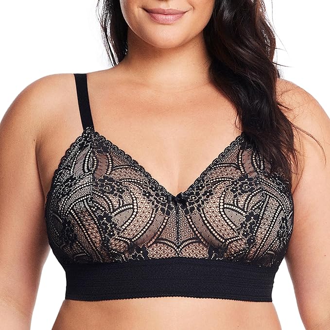 GLAMORISE Luxe Lace Bralette Wirefree BLACK 38C