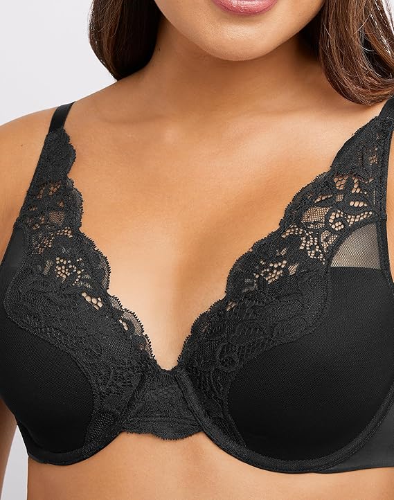 BALI Lace Underwire One Smooth U Comfort Stretch Convertible Bra BLACK 42D