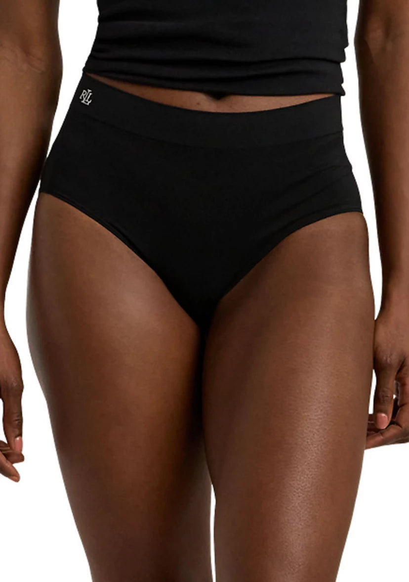 LAUREN RALPH LAUREN Seamless Stretch High-Rise Brief Underwear BLACK XL