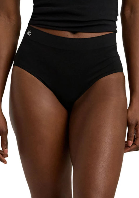 LAUREN RALPH LAUREN Seamless Stretch High-Rise Brief Underwear BLACK XL