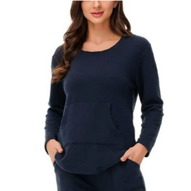 BEAUTYREST Women's Kangaroo Long Sleeve Top NAVY M