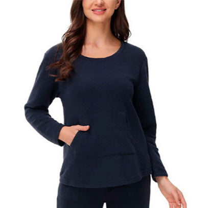 BEAUTYREST Women's Kangaroo Long Sleeve Top NAVY M