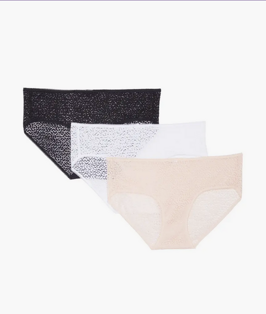 DKNY Modern Lace 3-Pack Hipster Briefs MULTICOLOR L