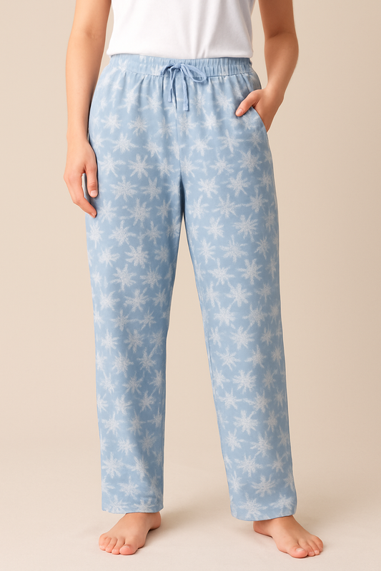 CHARTER CLUB Light Blue Snowflake Print Pajama Pants with Pockets BLUE SMALL