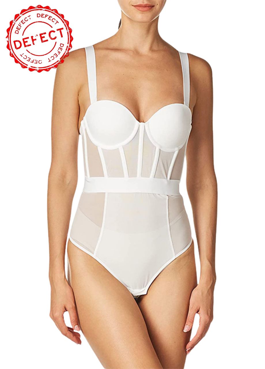 NWD DKNY Sheers Strapless Bodysuit White 34DD