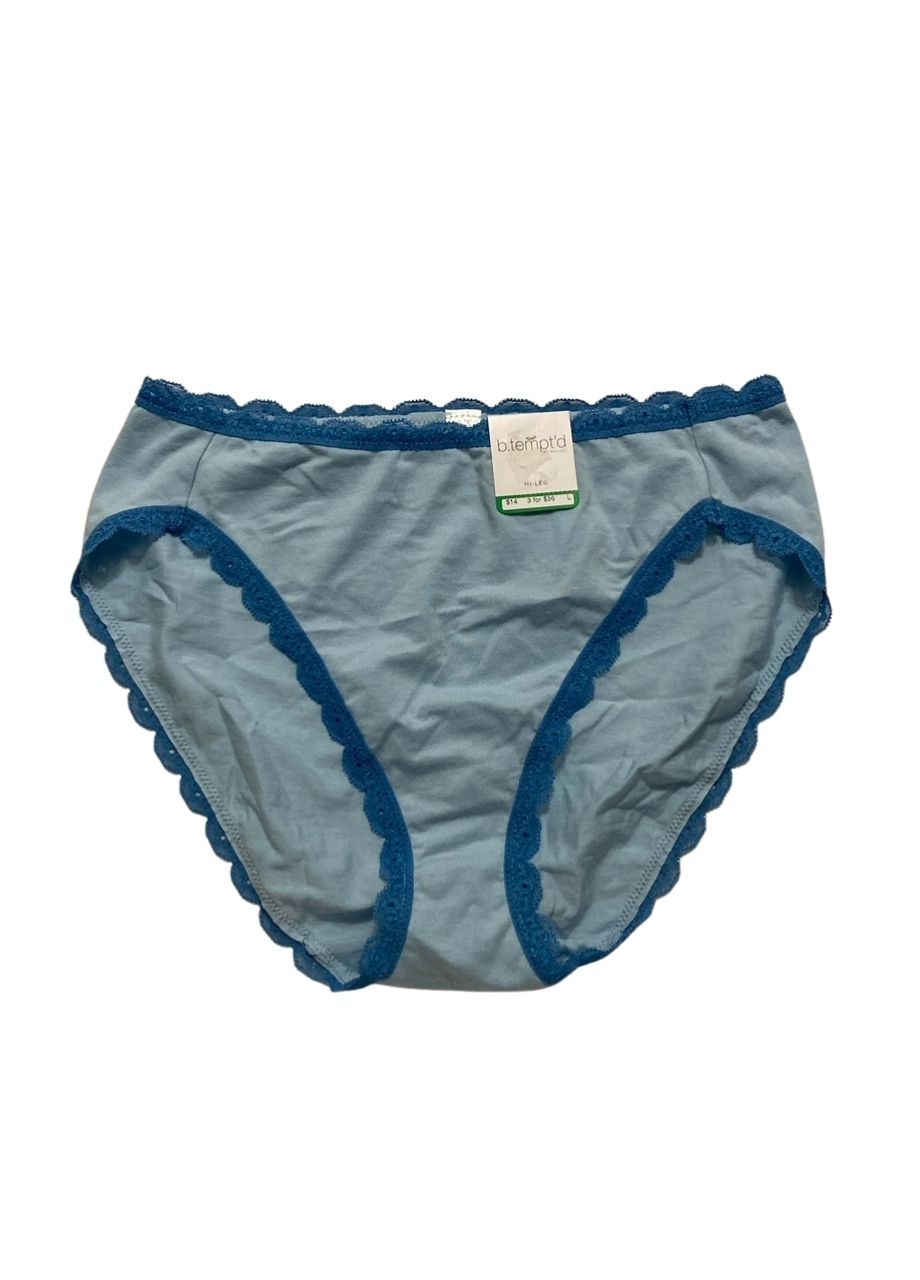 B.TEMPT'D Inspired Eyelet Full Coverage Hi Leg Brief Panty DREAM BLUE L