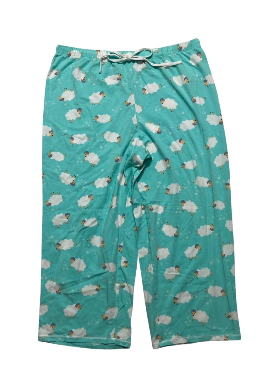 NWD CUDDL DUDS Cropped Notch Collar Pajama Top and Pants BLUE M