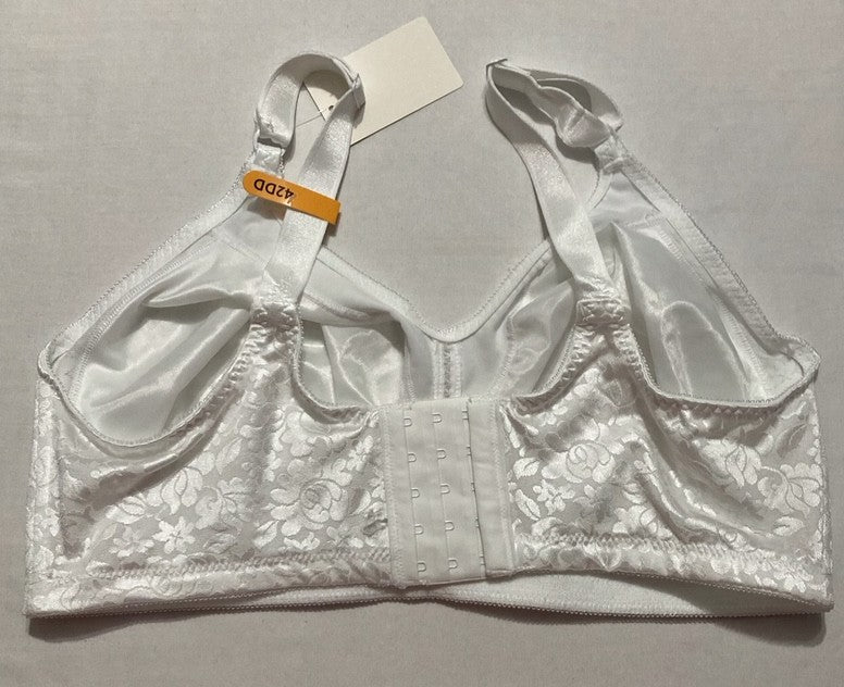 NWD BALI Wireless Lace Bra, Double Support Lace Bras WHITE 42DD