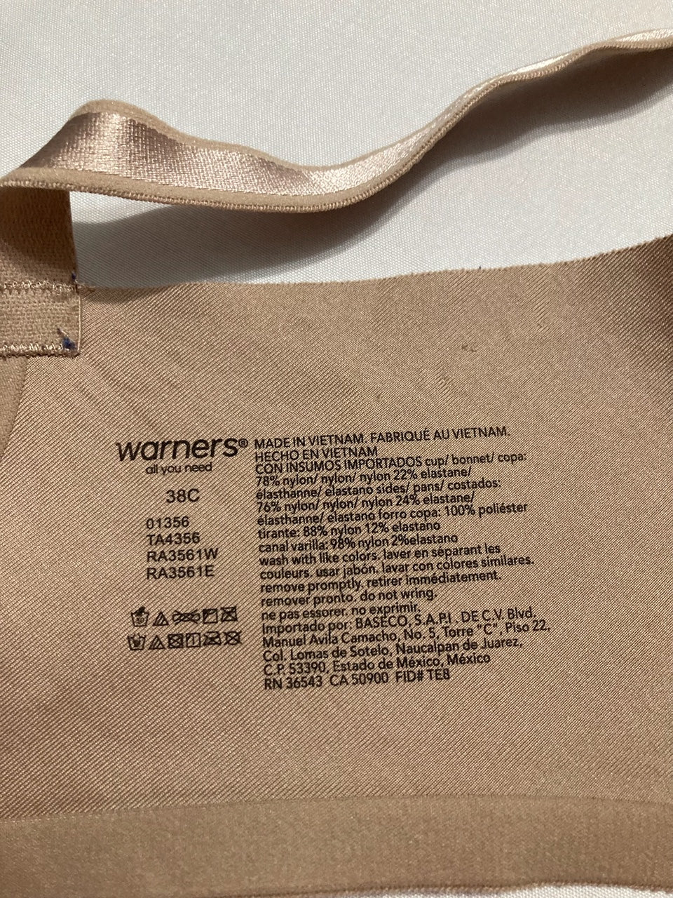 NWD WARNER'S Cloud 9 Super Soft Underwire Lightly Lined T-Shirt Bra BEIGE 38C