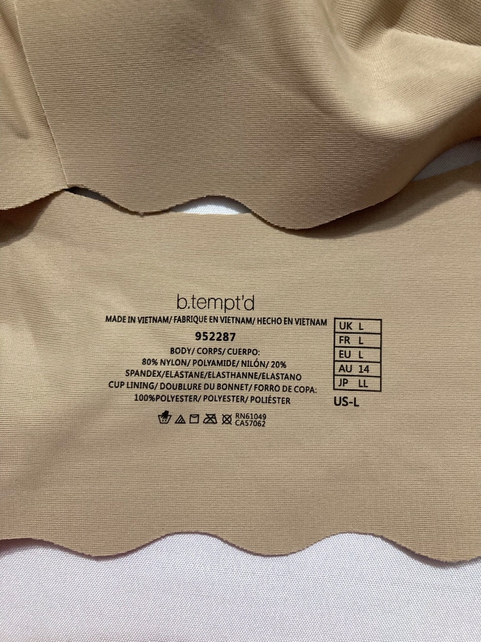 NWD B.TEMPT'D Padded Convertible Wire Free Bra BEIGE L