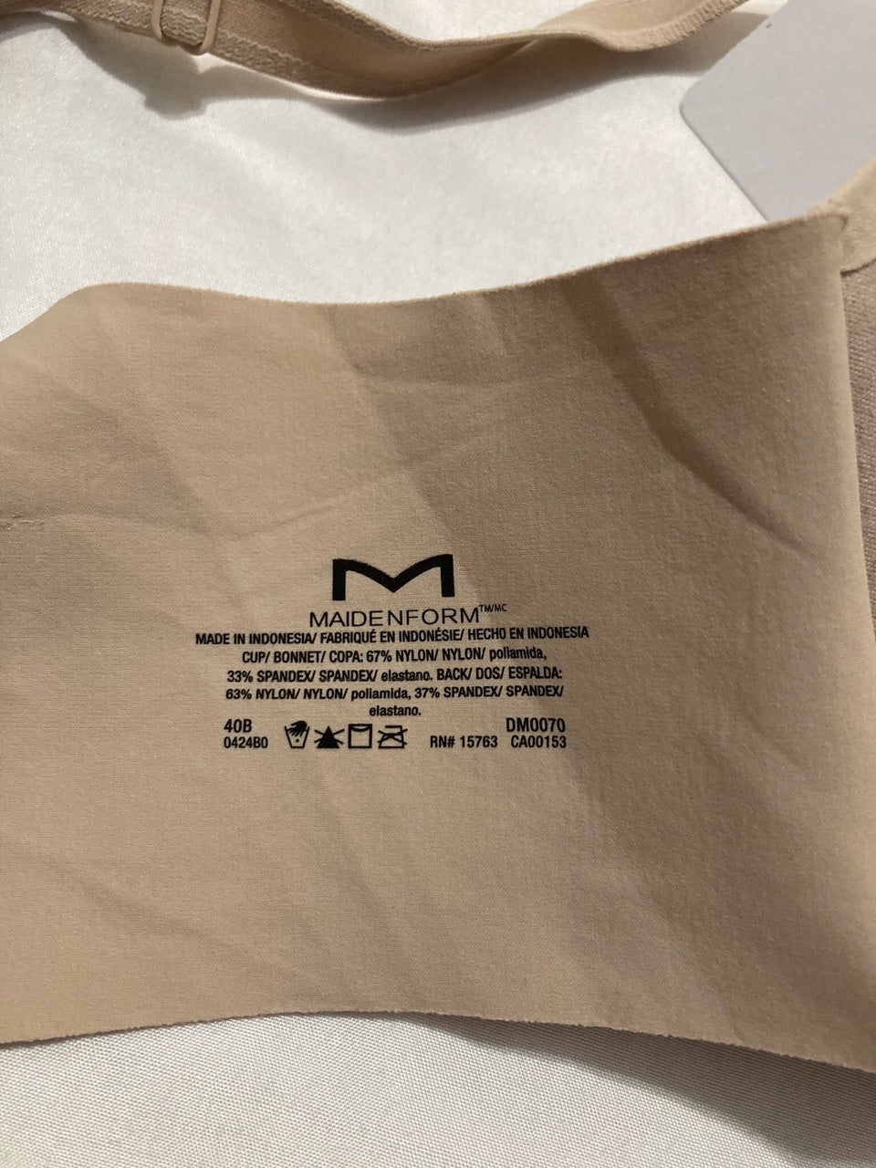 NWD MAIDENFORM Comfort Devotion Dreamwire Back Smoothing Underwire Bra BEIGE 40B