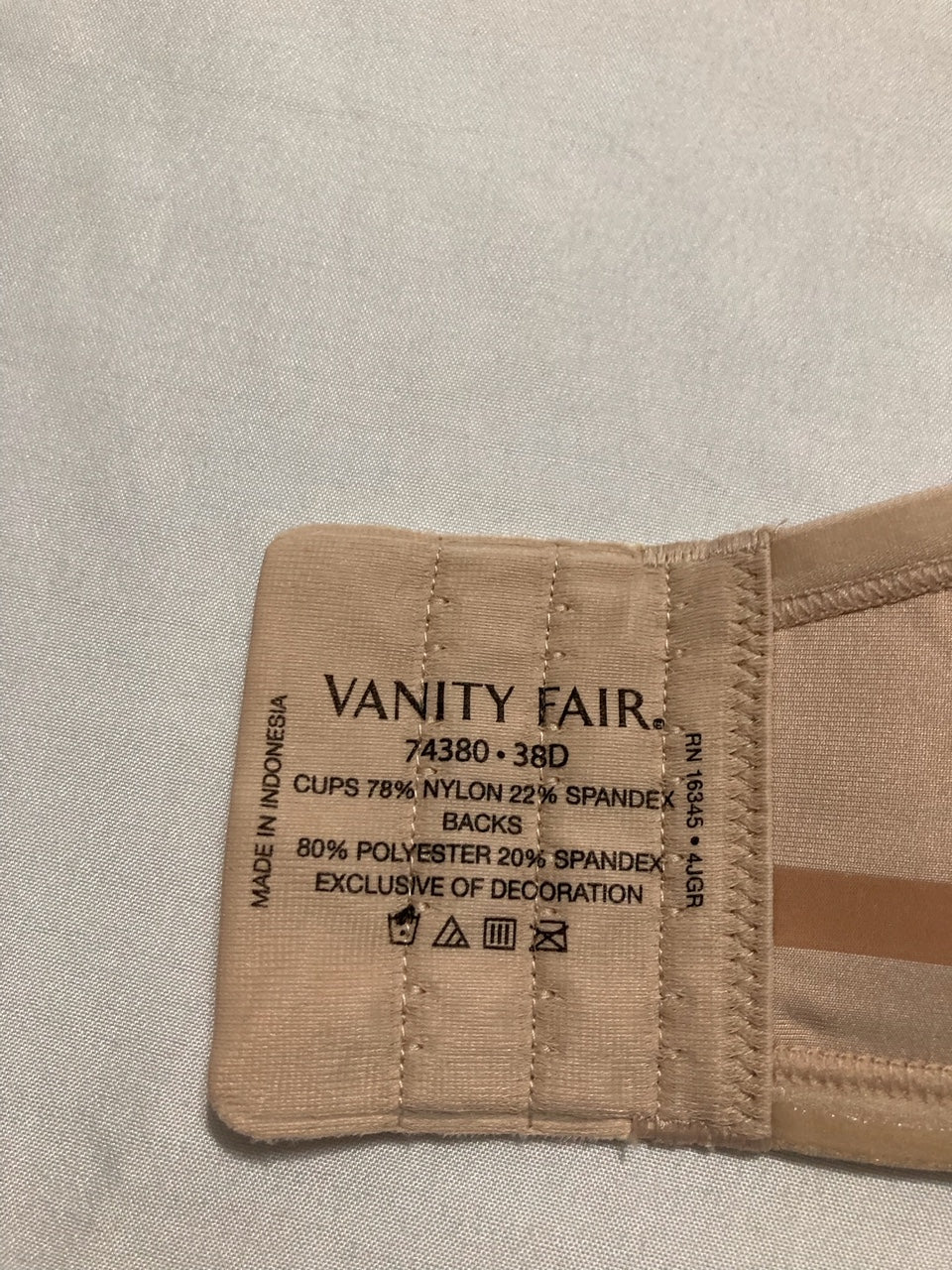 NWD VANITY FAIR Beauty Back Smoothing Strapless Bra ROSE BEIGE 38D