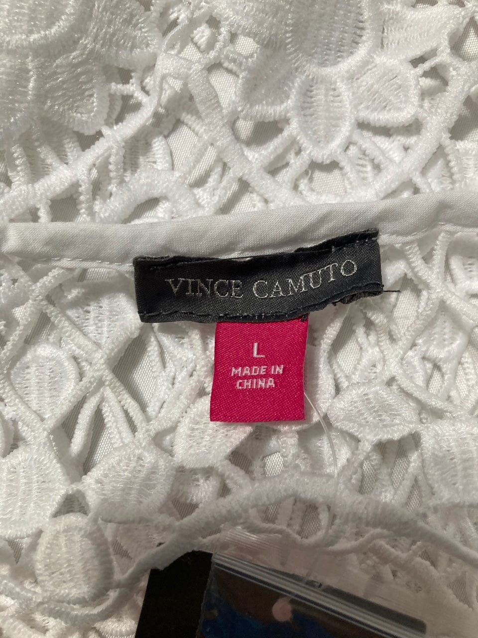 VINCE CAMUTO Crew Neck Flare SLV Cropped Blouse ULTRA WHITE L