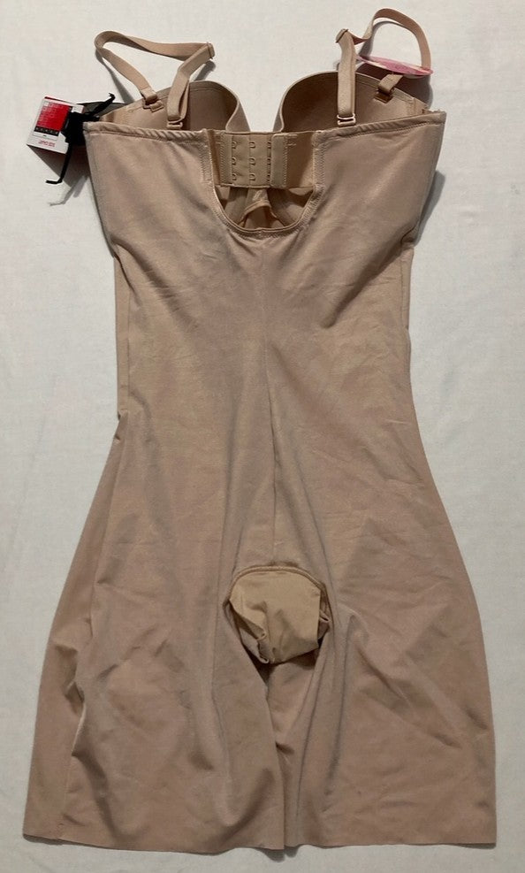 SPANX shape Suit Your Fancy Strapless Cupped Mid-Thigh Bodysuit CHAMPAGNE L
