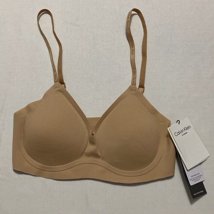 CALVIN KLEIN Invisibles Gel Wire Lightly Lined Bralette BEIGE XS