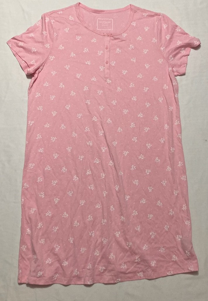 CHARTER CLUB Cotton Printed Henley Sleepshirt PINK L
