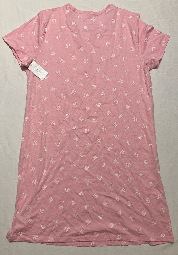 CHARTER CLUB Cotton Printed Henley Sleepshirt PINK L
