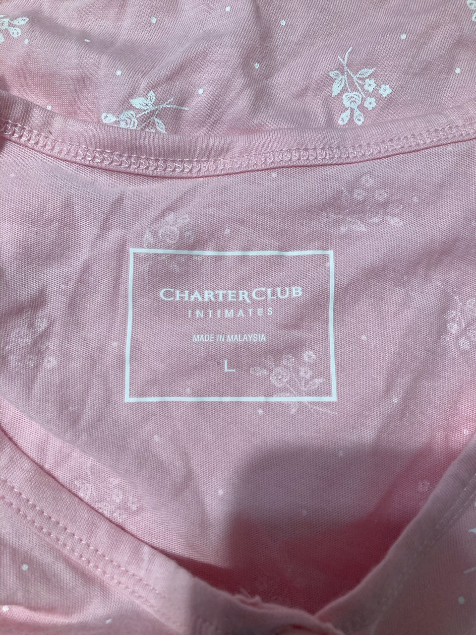 CHARTER CLUB Cotton Printed Henley Sleepshirt PINK L