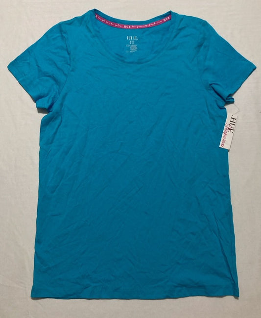 HUE Solid Short Sleeve V-Neck Sleep Tee BLUE S