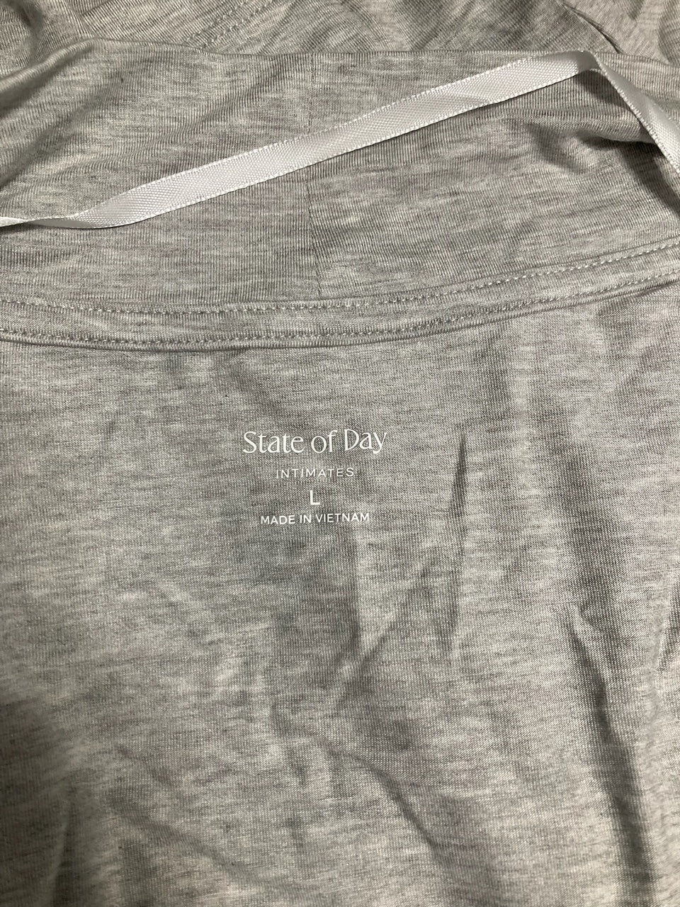 STATE OF DAY Intimates Open Jacket Pockets Size GREY L