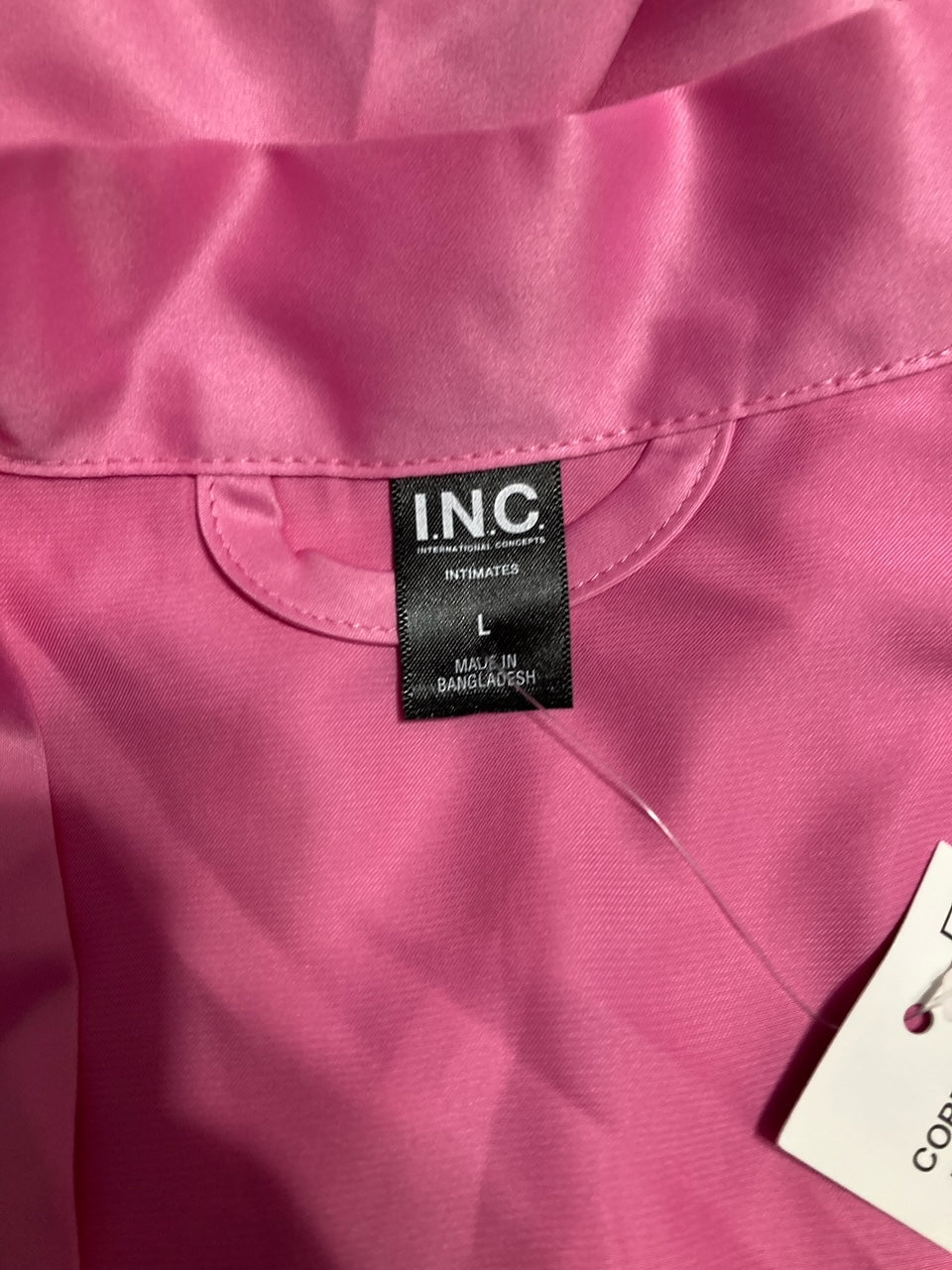 I.N.C Lace-Trim Satin Robe JUICY PINK L