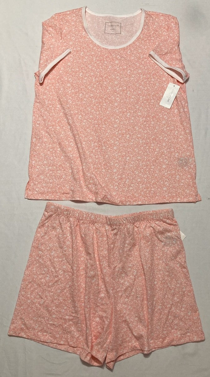 CHARTER CLUB Floral Short-Sleeve Pajama Set CORAL L
