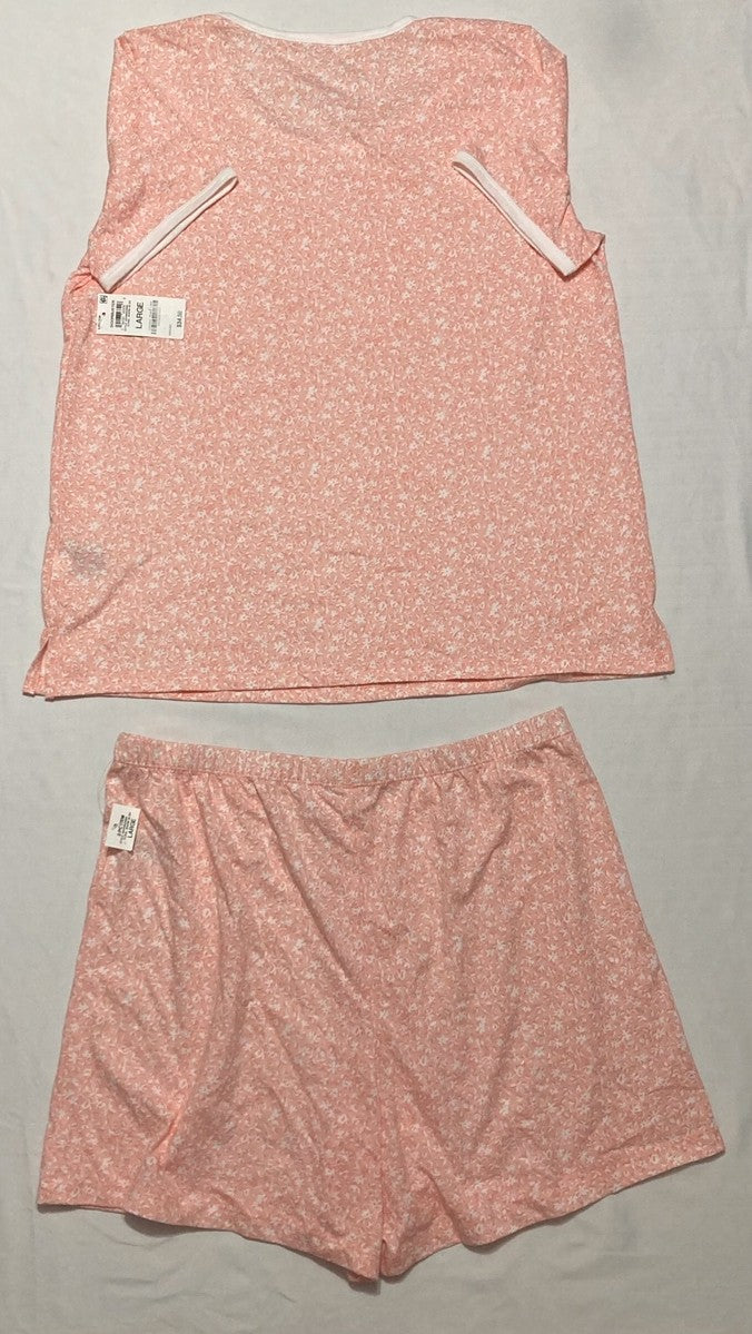CHARTER CLUB Floral Short-Sleeve Pajama Set CORAL L