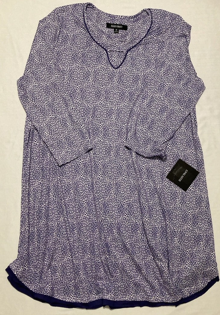 ELLEN TRACY Discount Nightgown Company Nightgown Sleepshirt BLUE GEO M