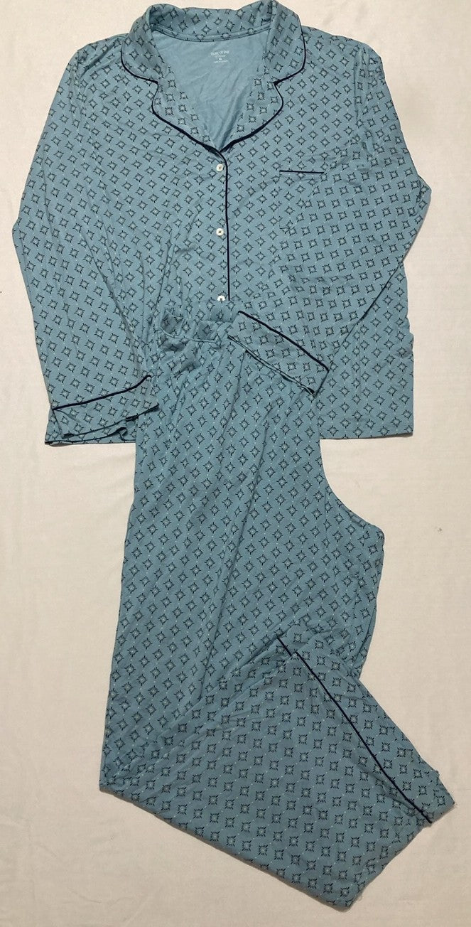 STATE OF DAY Packaged Notched-collar Pajama Set BLUE XL