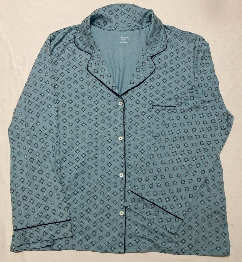 STATE OF DAY Packaged Notched-collar Pajama Set BLUE XL