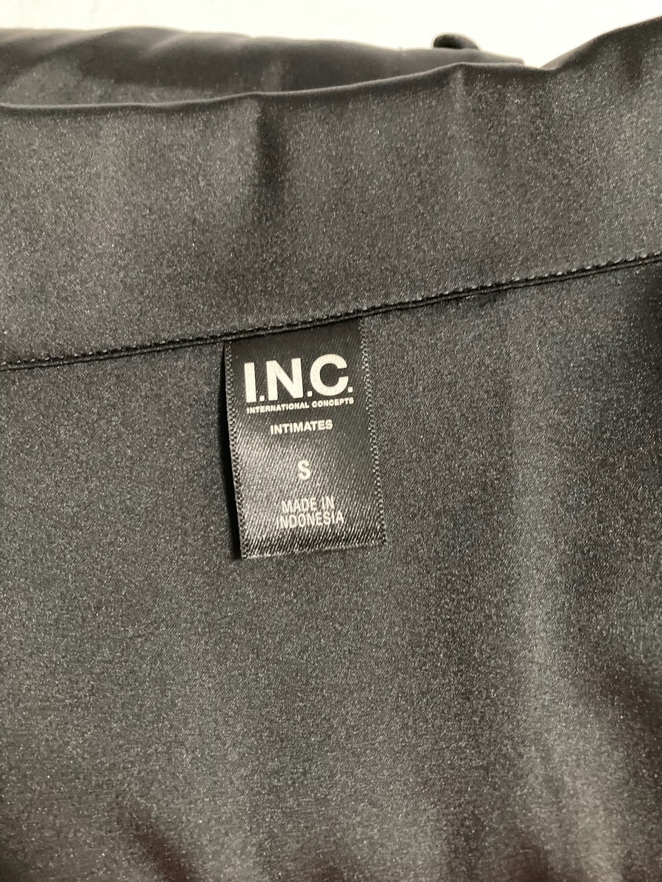 I.N.C Lace Trim Boxy Satin Notch Set BLACK S