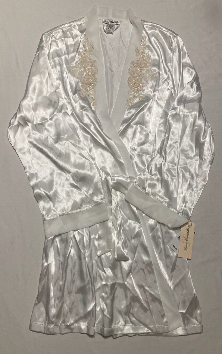 LINEA DONATELLA Sonya Embellished Satin Bridal Wrap Robe IVORY L/XL