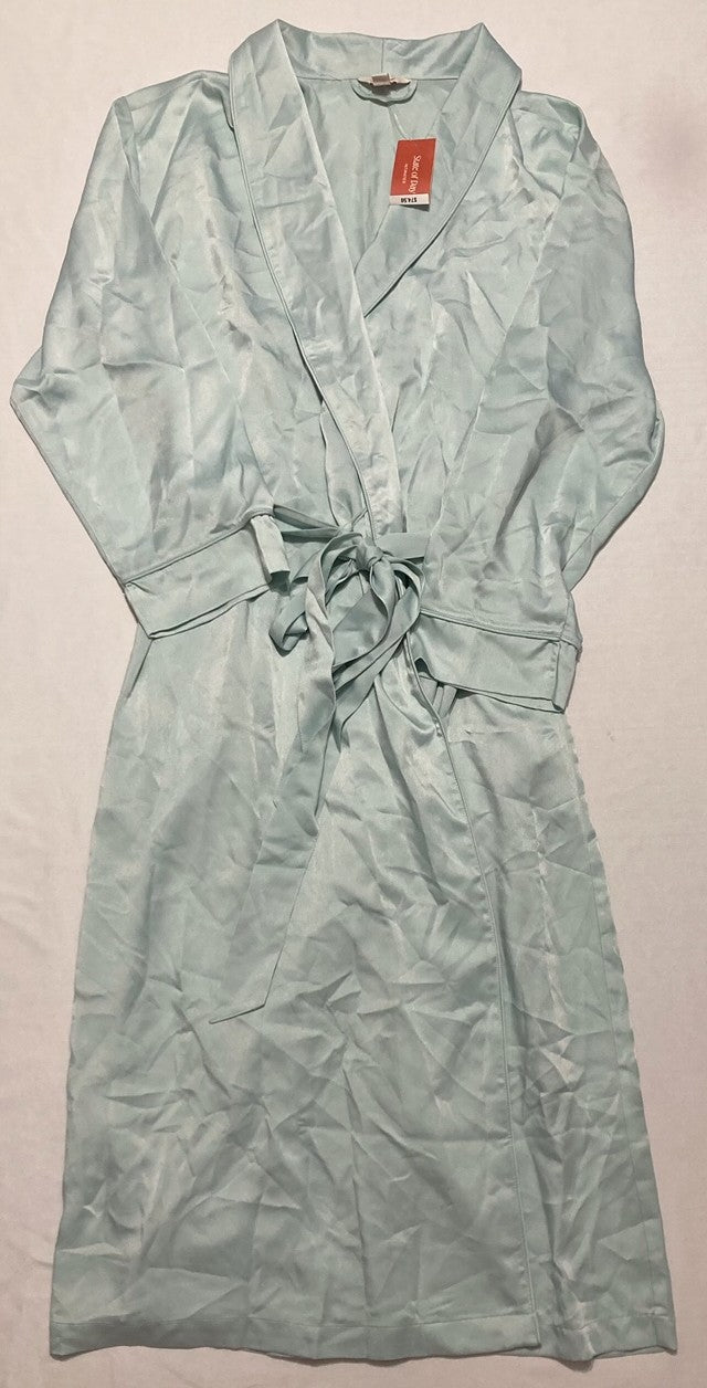 STATE OF DAY Silky Belted Robe Shawl Collar MINT GREEN L