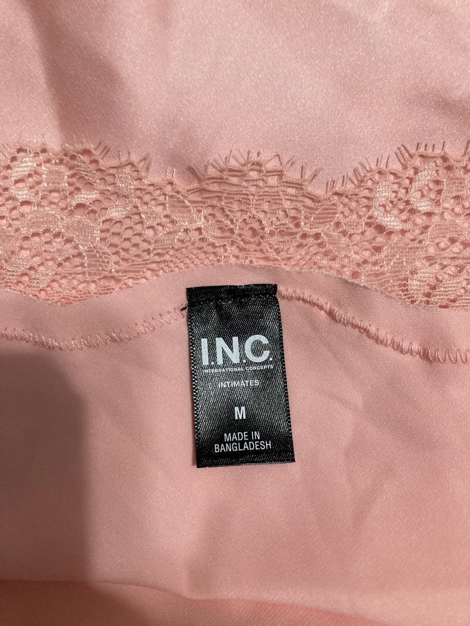 INC Ribbed Lace-Neckline Pajama Top ROSE M