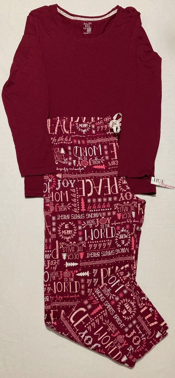 HUE Holiday Sleepwear Set Nightwear RED XL