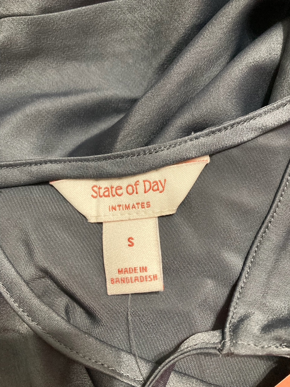 STATE OF DAY Crepe De Chine Chemise GREY S