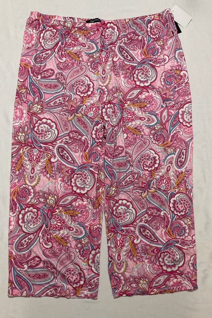 ELLEN TRACY Plus Size Printed Cropped Pajama bottom FLORAL PINK 2X