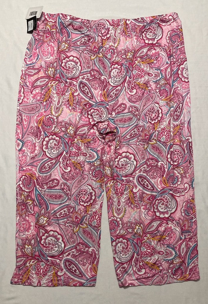ELLEN TRACY Plus Size Printed Cropped Pajama bottom FLORAL PINK 2X