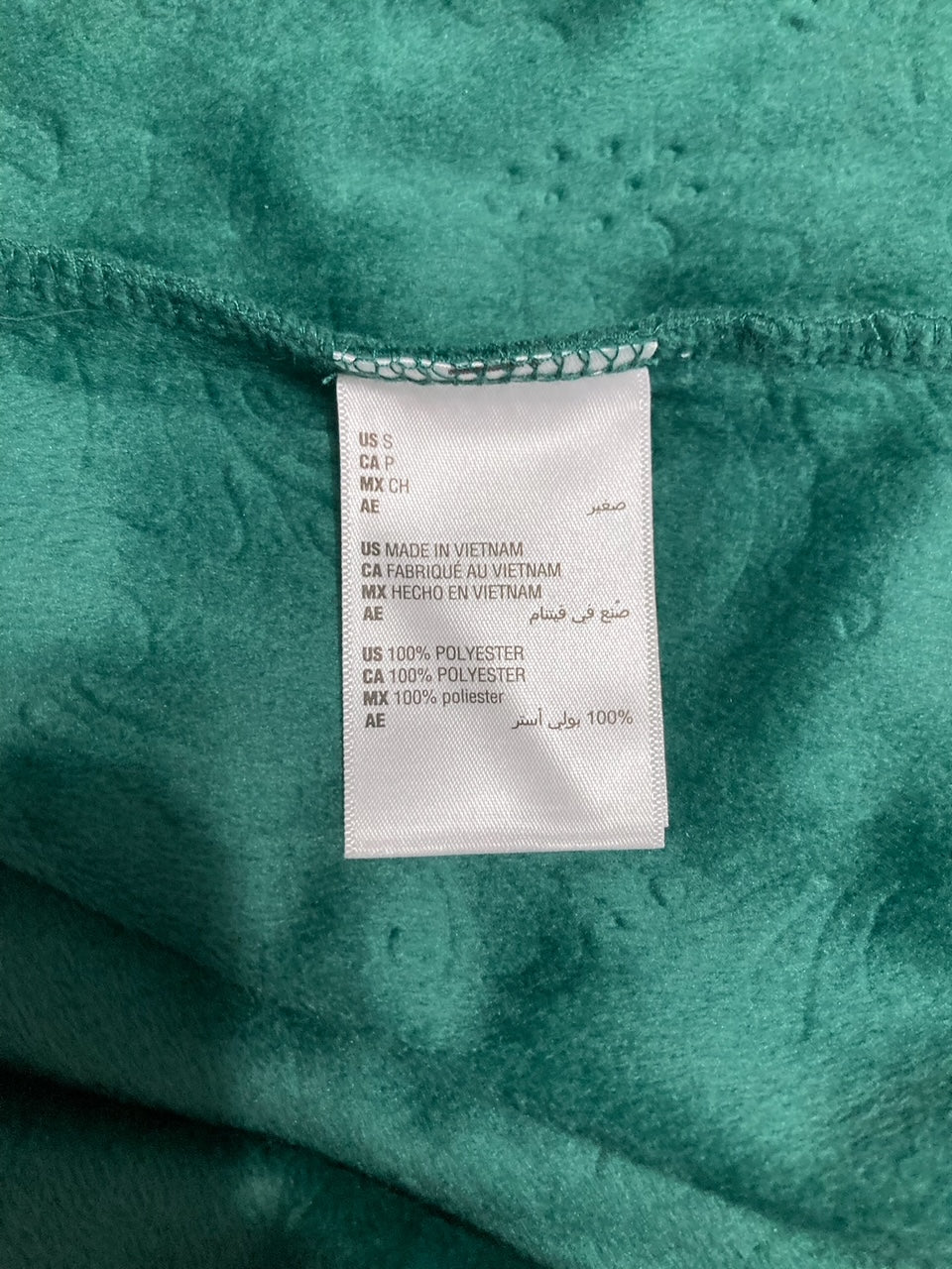CHARTER CLUB Green Embossed Velour Zip-front Robe GREEN S