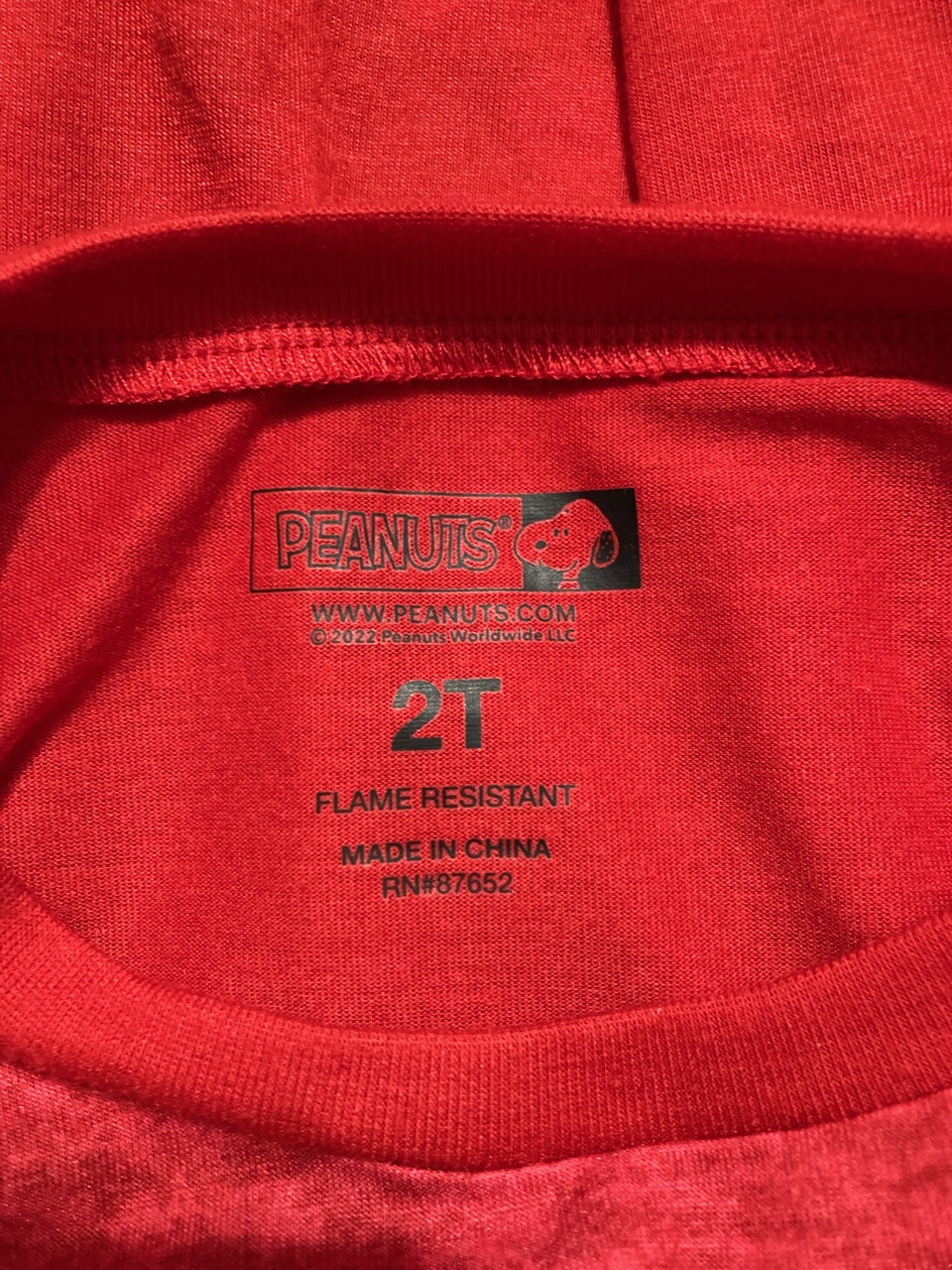 PEANUTS Snow Much Fun Long Sleeves Pajama Top RED 2T