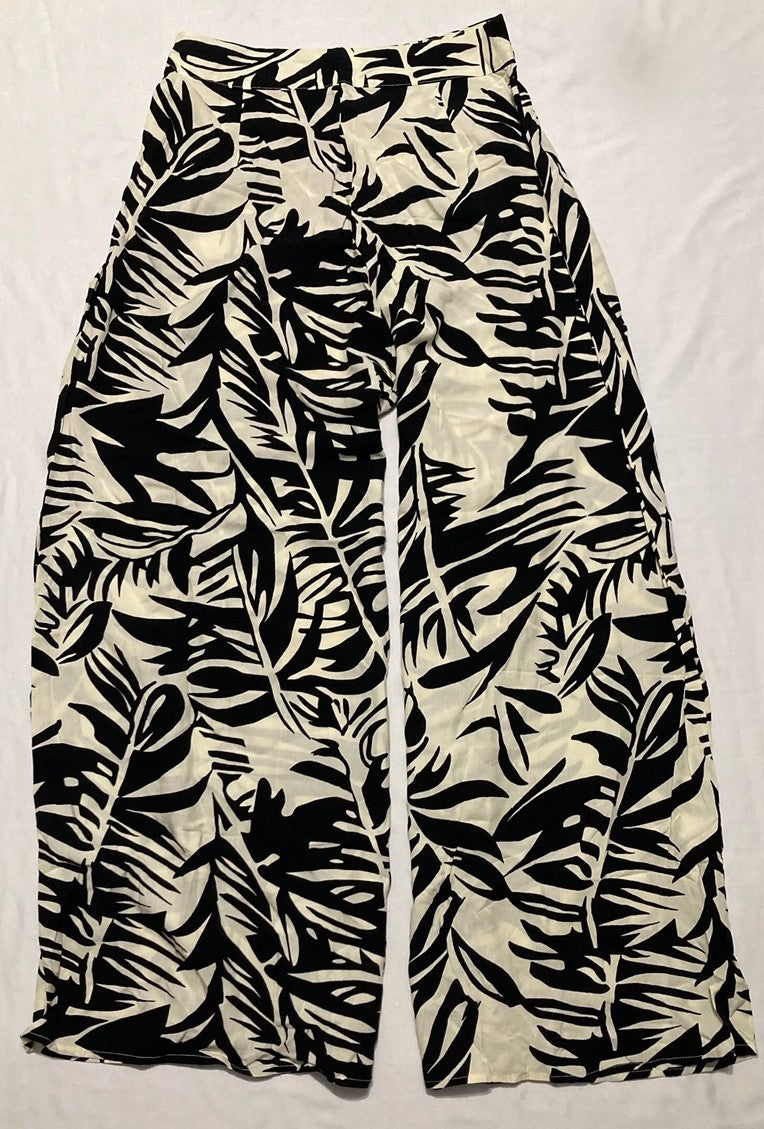 CUPSHE Tropical Floral Wide Leg Pants BLACK S