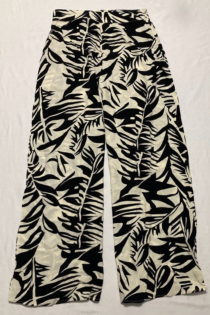 CUPSHE Tropical Floral Wide Leg Pants BLACK S