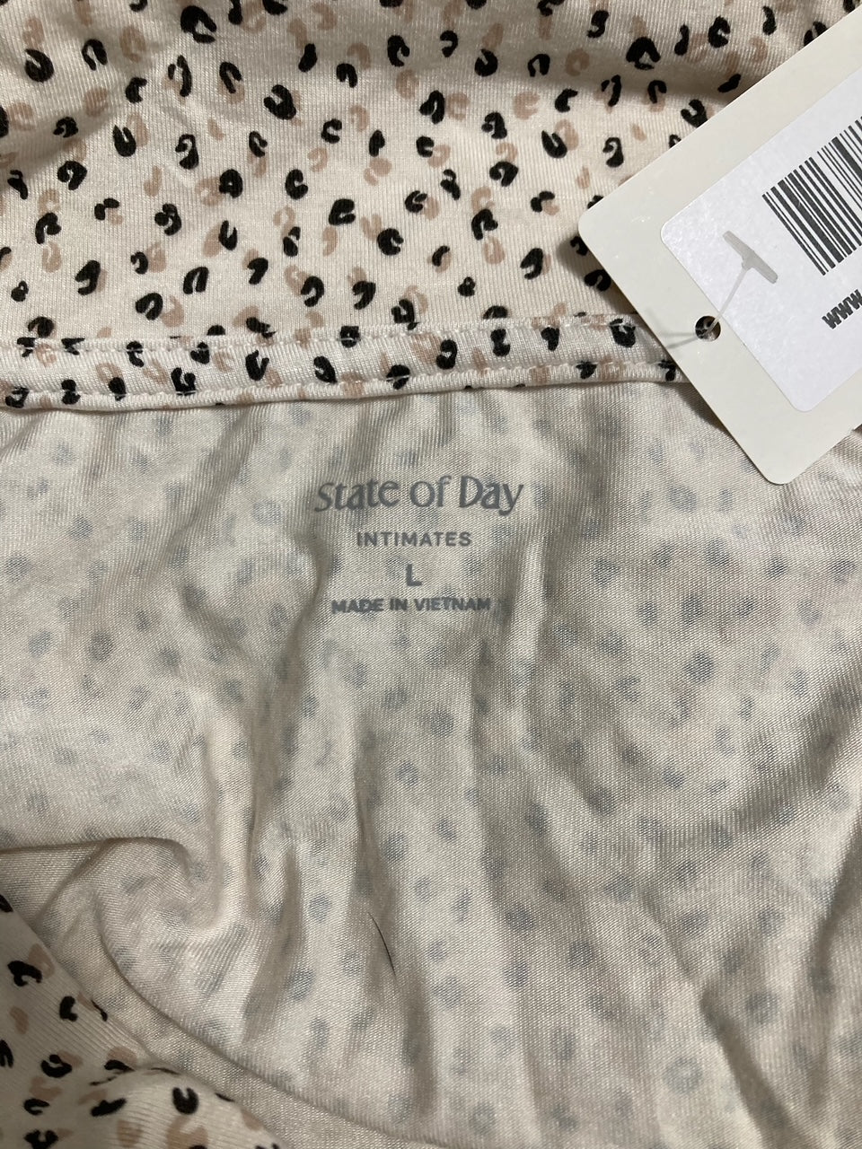 STATE OF DAY Printed Cotton Flannel Pajama Set, Button Front BEIGE L