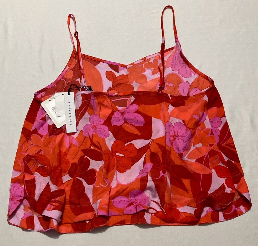 SANCTUARY Cami Cropped tank top FLORAL CORAL L