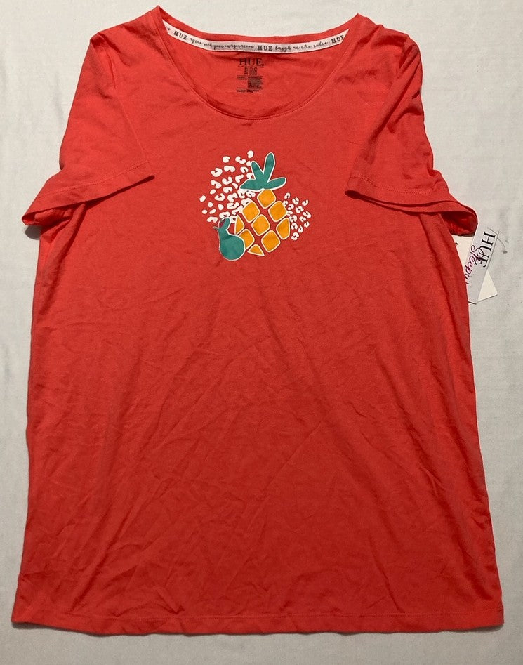 HUE Short Sleeve Scoop Neck Sleep RED M