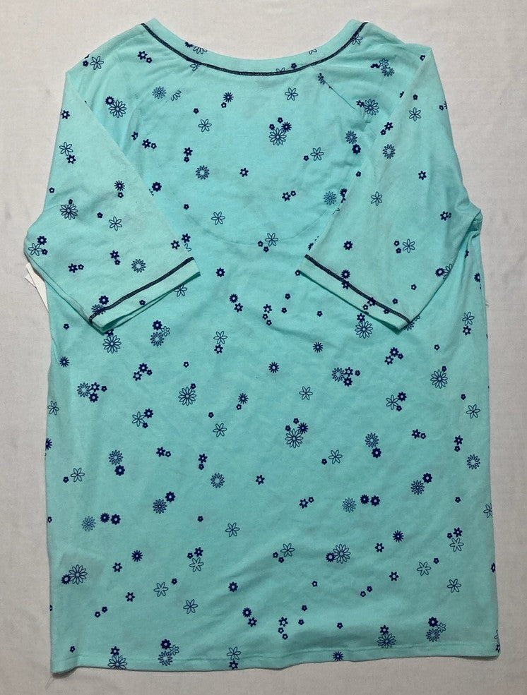 CUDDL DUDS Printed Elbow-Sleeve Top BLUE S