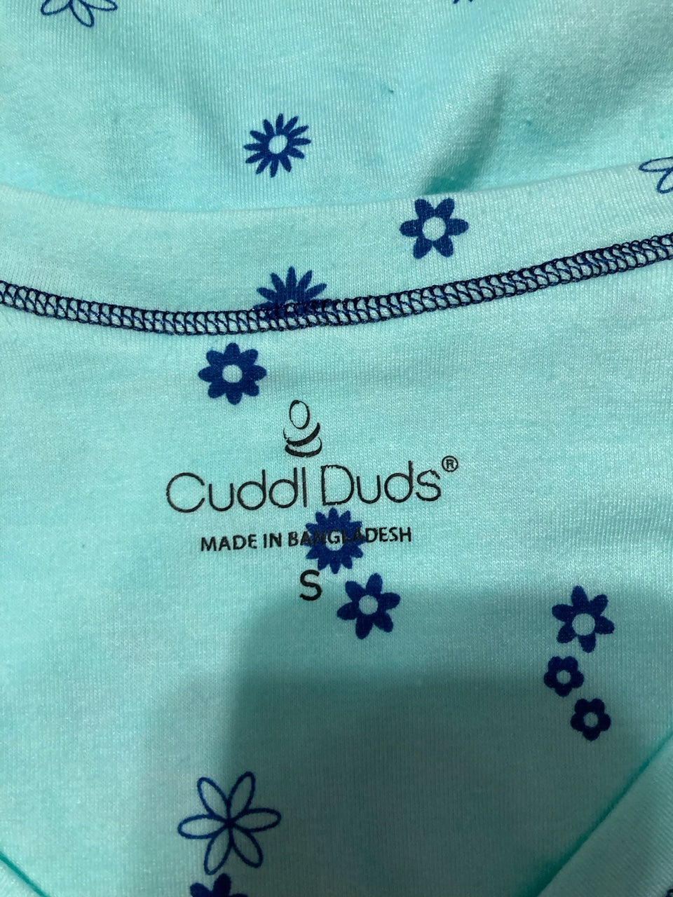 CUDDL DUDS Printed Elbow-Sleeve Top BLUE S