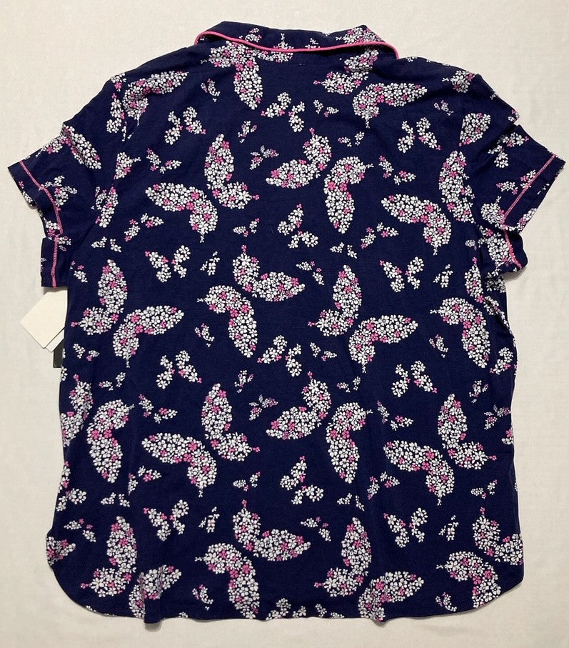 CUDDL DUDS Short Sleeve Notch Collar Top NAVY XL